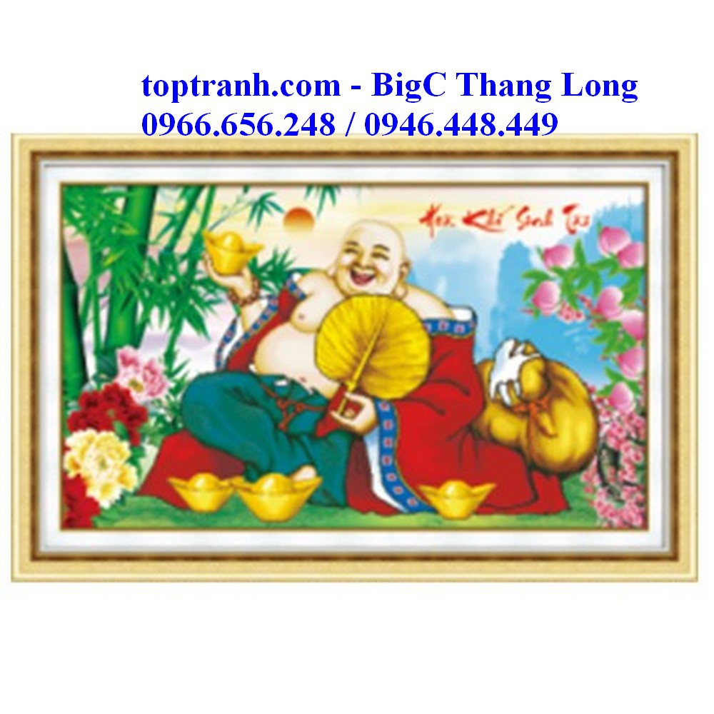 Tranh thêu chữ thập Phật Di lặc DLH89015
