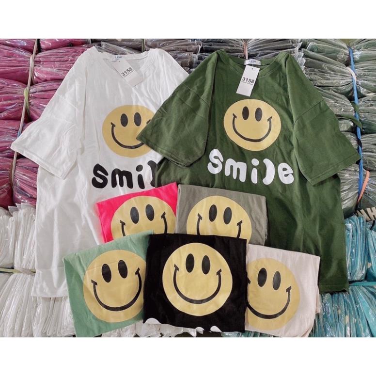 [Rẻ Vô Địch] Áo Phông 3158 Nam Nữ Cotton Khô From Rộng Unisex In Hình Mặt Cười