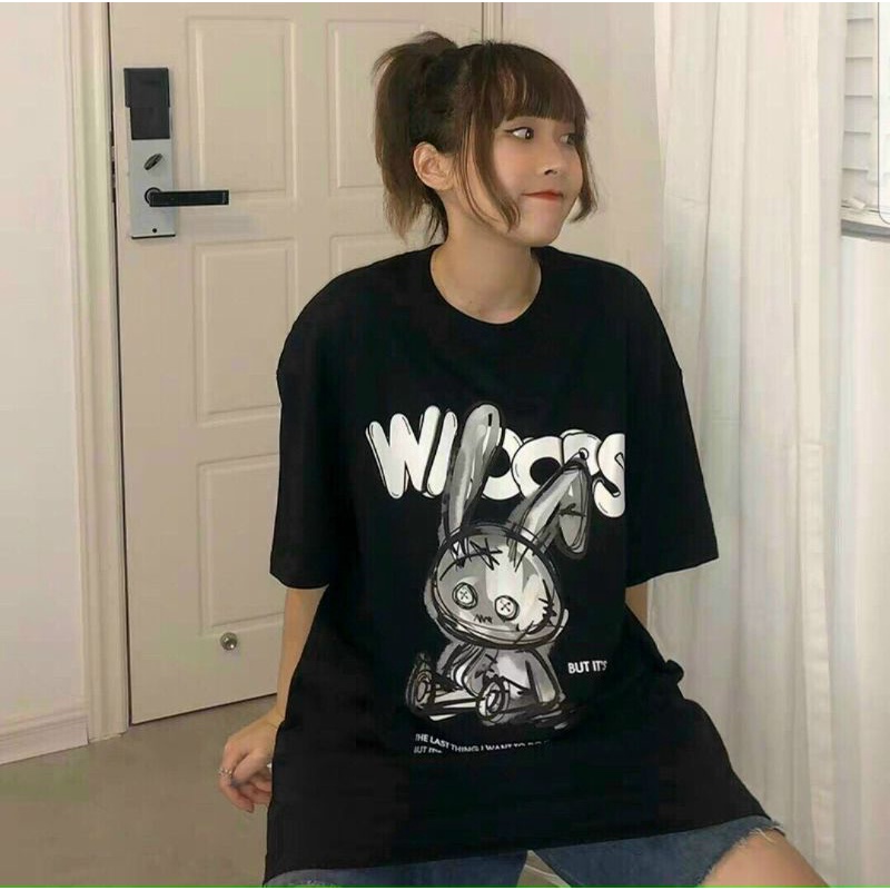 [Rẻ Vô Địch] Áo thun Unisex Tay lỡ Phông rộng In hình Thỏ WIS Freesize 35-75kg | BigBuy360 - bigbuy360.vn
