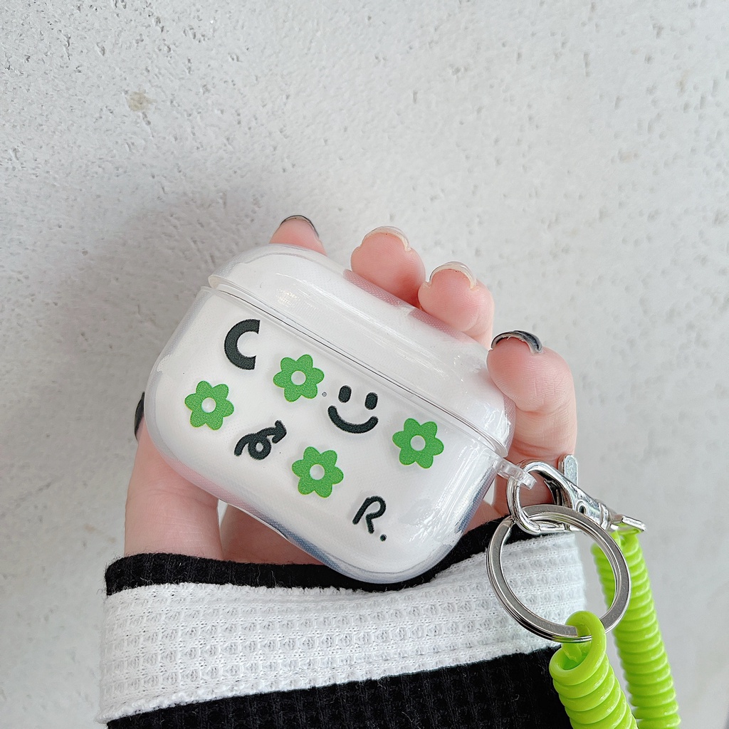 Vỏ Bảo Vệ Hộp Sạc Tai Nghe airpods 1 2 Pro 3rd Generation Pro 1/2 Trong Suốt Chống Sốc Họa Tiết Hoạt Hình Kèm Dây Đeo Kiểu Nhật Hàn