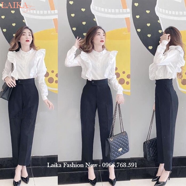 Quần baggy nữ cạp cao đi học làm công sở cúc lệch form rộng dáng quần tây nữ lưng cao đi học vải Vitex mềm co giãn nhẹ