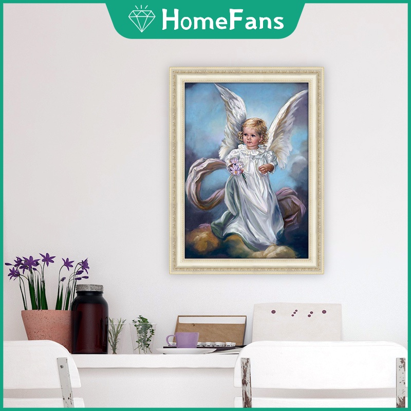 Bộ Tranh Đính Đá 5D Tự Làm Họa Tiết Thiên Thần Nhỏ 30x40cm/40x50cm Trang Trí Nhà Cửa