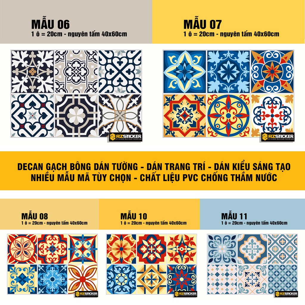 Tổng Hợp Mẫu Decal Gạch Bông Dán Bếp Siêu Rẻ | Chống Nước | Dễ Lau Chùi | Chịu Nhiệt Độ