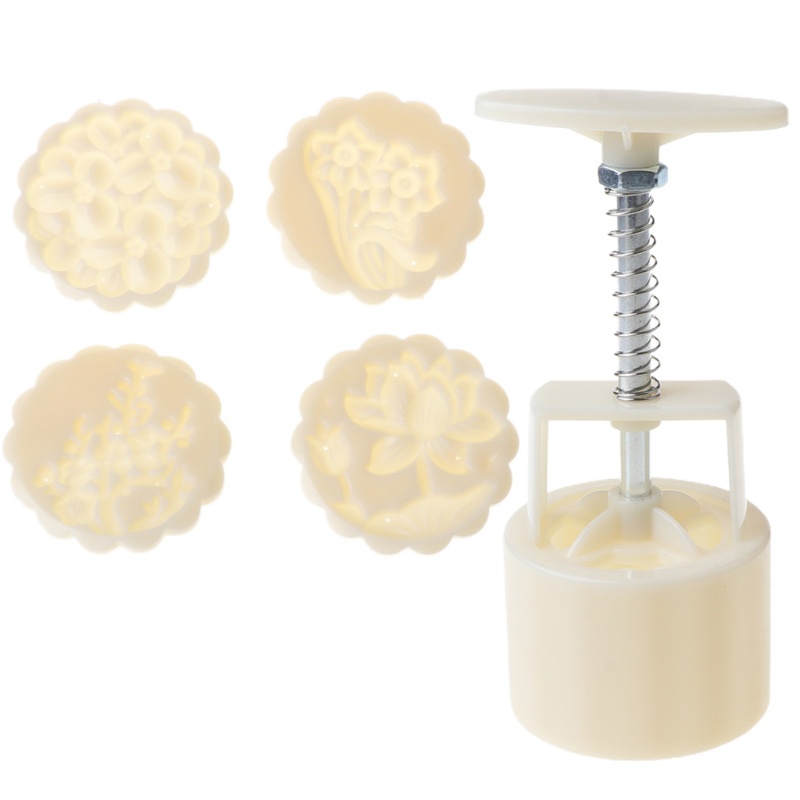 Khuôn nhấn cắt bánh trung thu 75g hình hoa hướng dương kèm 4 tem tạo họa tiết