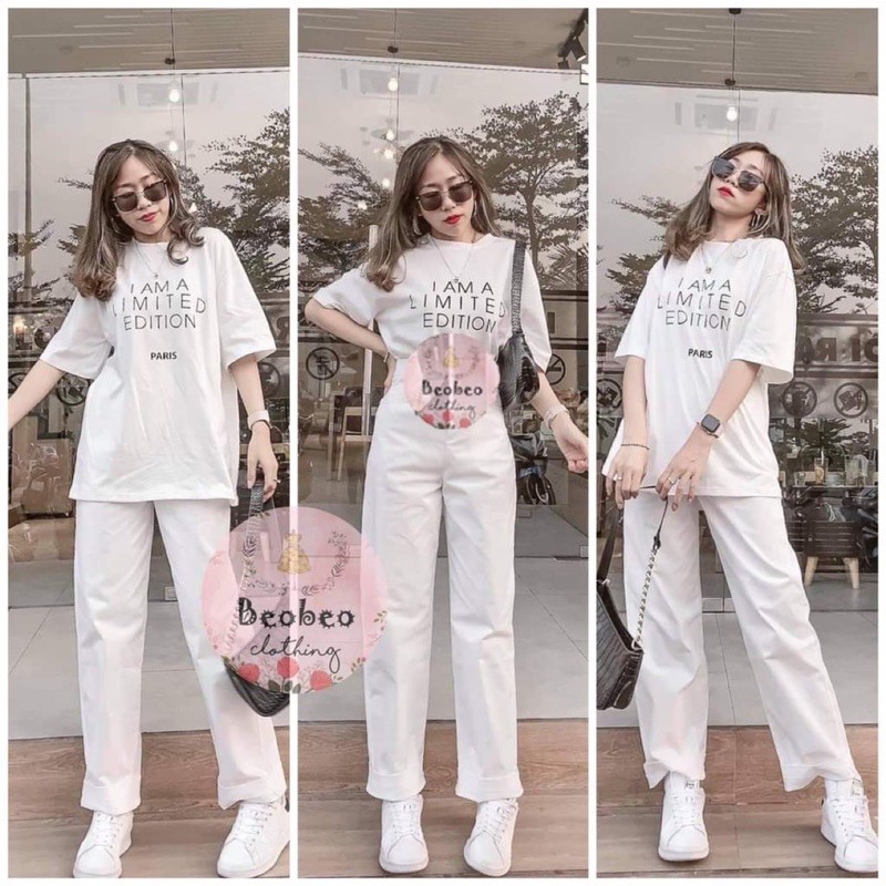 [Mã FAMARAL1 giảm 10K đơn 50K] Sét áo I AM A + quần kaki TTN866