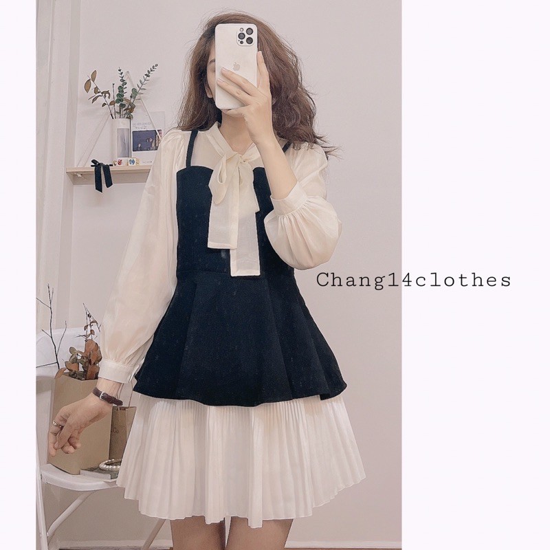 [ Mã FADIRECT20 giảm 20K đơn 150K] Chân váy xếp ly cạp cạp dáng xòe hai màu đen trắng chất mềm dày | BigBuy360 - bigbuy360.vn