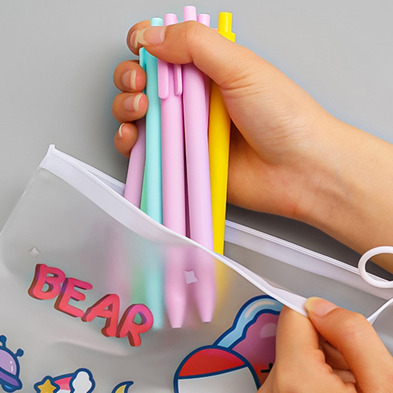 Túi Đựng Bút Trong Suốt Chống Thấm Nước In Họa Tiết Hoạt Hình Dễ Thương