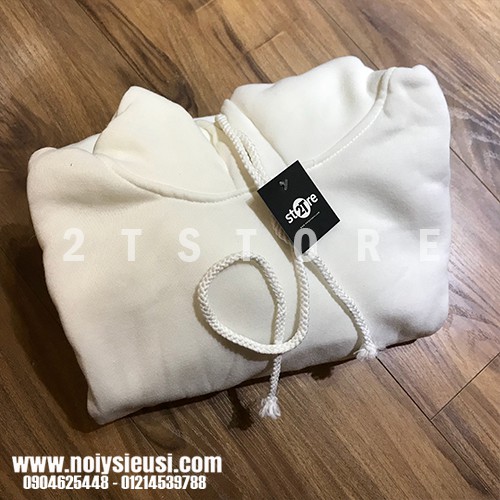 Áo hoodie unisex 2T Store H05 màu trắng - Áo khoác nỉ bông nón 2 lớp dày dặn xỏ ngón đẹp chất lượng