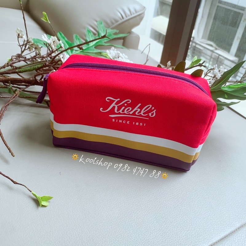Túi đựng mỹ phẩm vải thô Kiehl's siêu xinh!