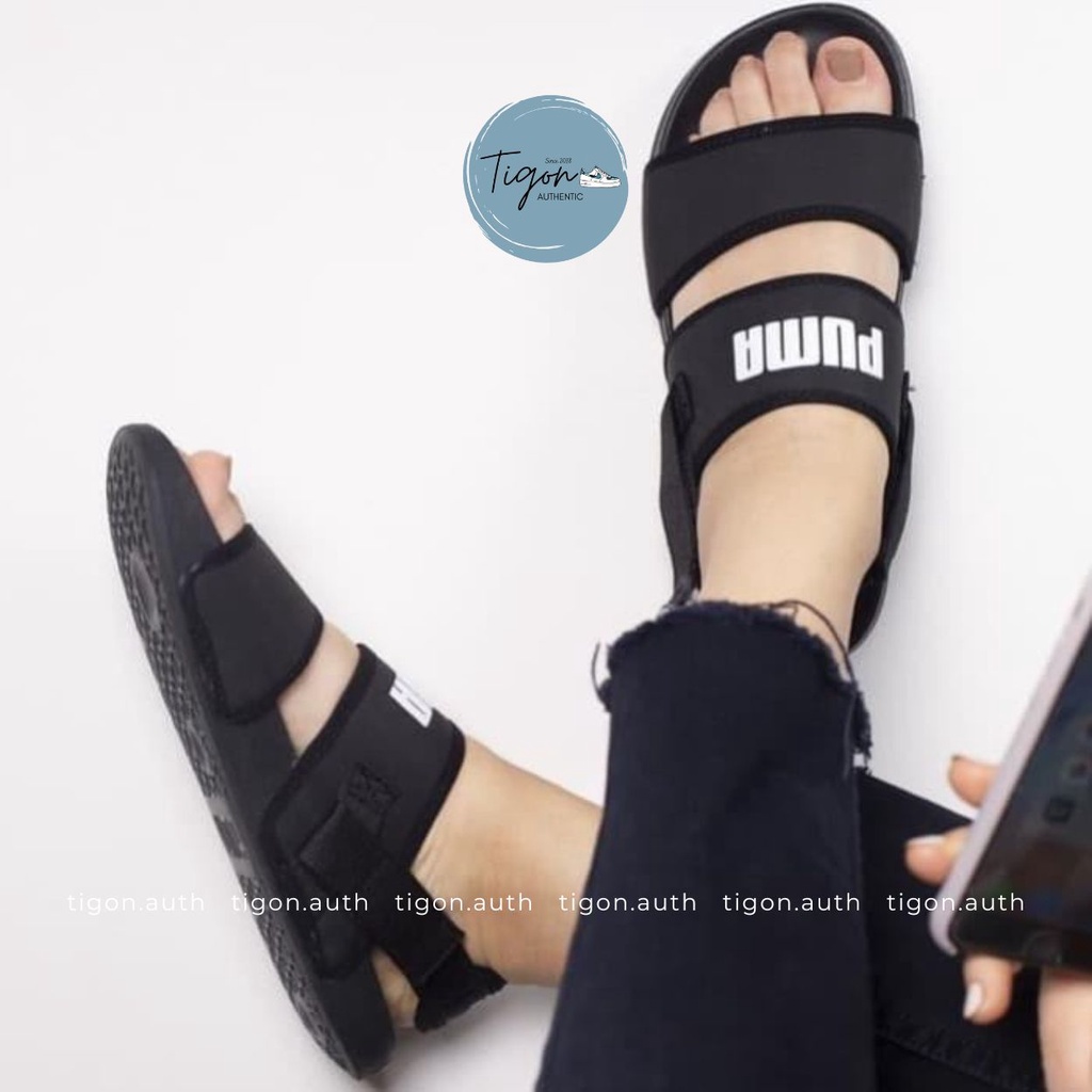 Dép Sandal PUMA Quai Ngang Siêu Êm Nhẹ Màu Đen - Giày Sandal Puma Leadcat YLM Lite  Tigon.auth