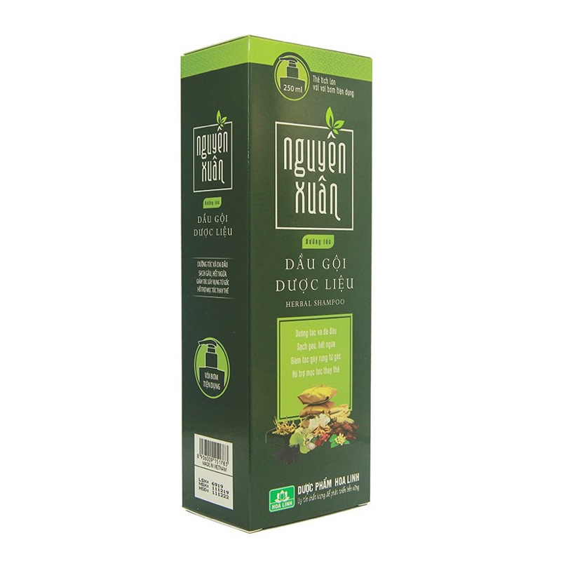 Dầu gội dược liệu Nguyên Xuân dạng vòi 250ml xanh-vàng