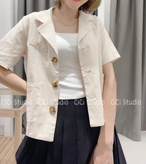 Áo blazer dáng lửng - ảnh thật