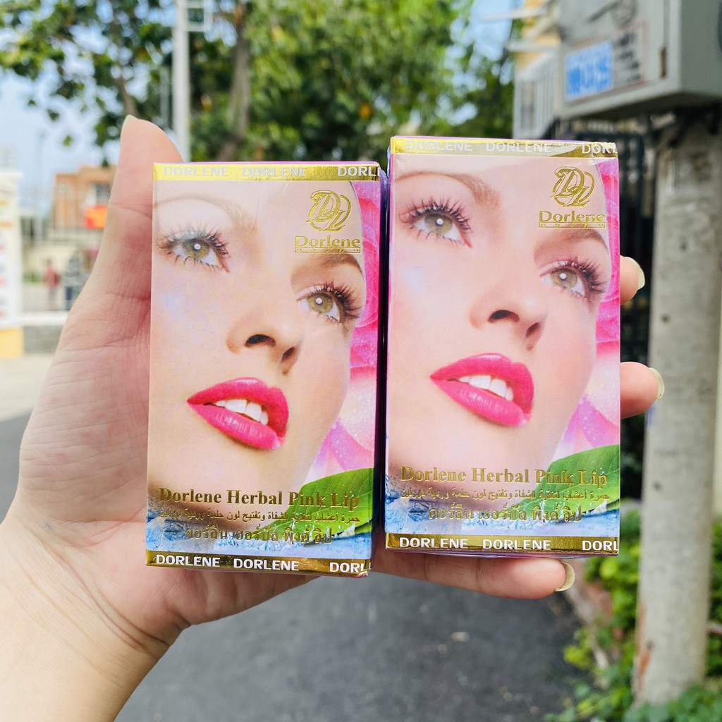 Bộ 2 Son sâm DORLENE HERBAL PINK LIP Thái Lan lên màu đẹp tự nhiên giúp ngăn ngừa thâm môi hiệu quả, giúp môi hồng hào