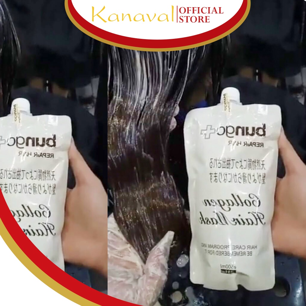 Kem ủ tóc Bungo, dầu ủ tóc collagen keratin dưỡng ẩm và phục hồi hư tổn tóc túi 500ml - kanaval Official Store