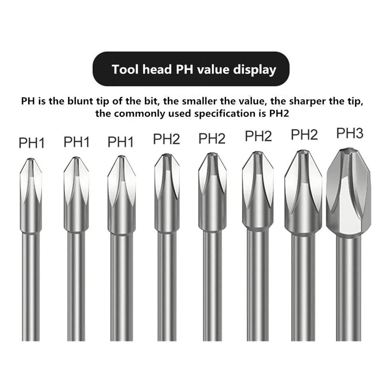 Set 8 mũi tua vít Phillips S2 đầu nam châm chuyên dụng