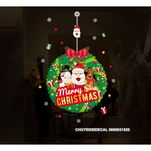 Decal trang trí tường Noel - Vòng Nguyệt Quế Noel sắc nét