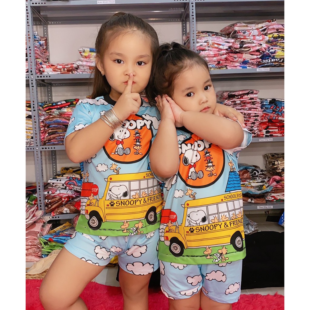 Đồ Bộ Pijama Thun Baby Tay Ngắn Quần Đùi Họa Tiết Hoạt Hình Dễ Thương P1