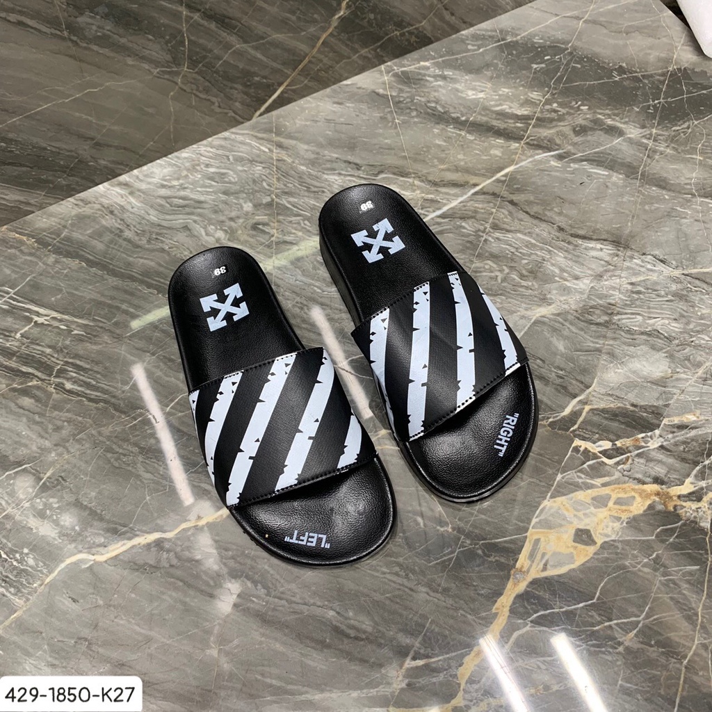 Dép lê off white quai da siêu nét - Dép nam quai da đỉnh cao