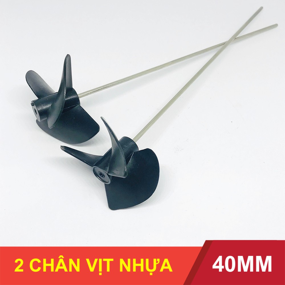 Bộ 2 chân vịt nhựa 3 cánh 40mm kèm trục 2mm chế thuyền - LK0118