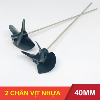 Bộ 2 chân vịt nhựa 3 cánh 40mm kèm trục 2mm dài 150mm chế thuyền - LK0118