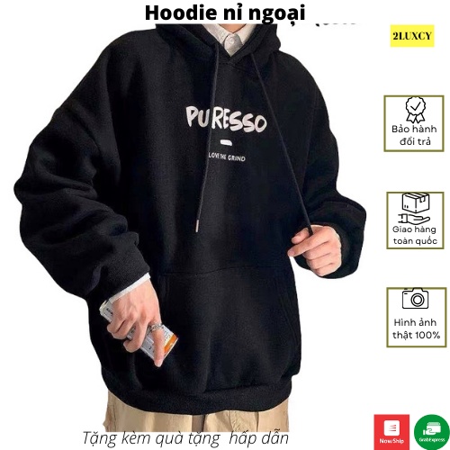 Áo khoác nỉ  Áo khoác hoodie nam nữ đẹp form rộng Unisex chất nỉ ngoại 2 lớp dày dặn - LUXCY