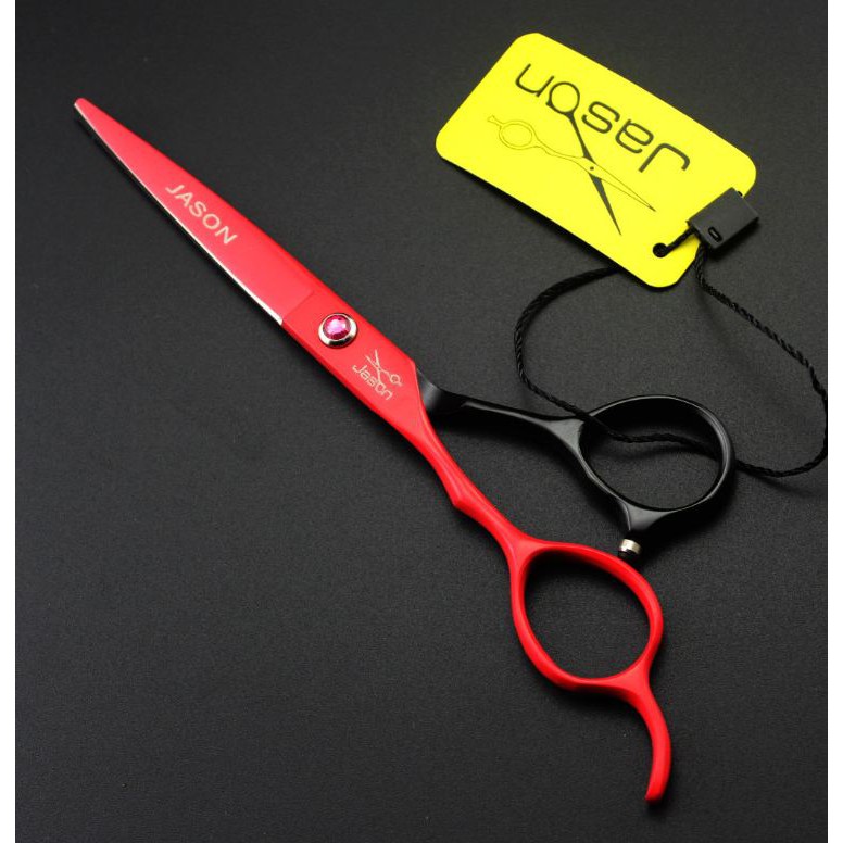 Bộ kéo cắt tóc tay trái jason đỏ đen (mua cặp tặng bao da, chỉnh kéo, lược toni guy)