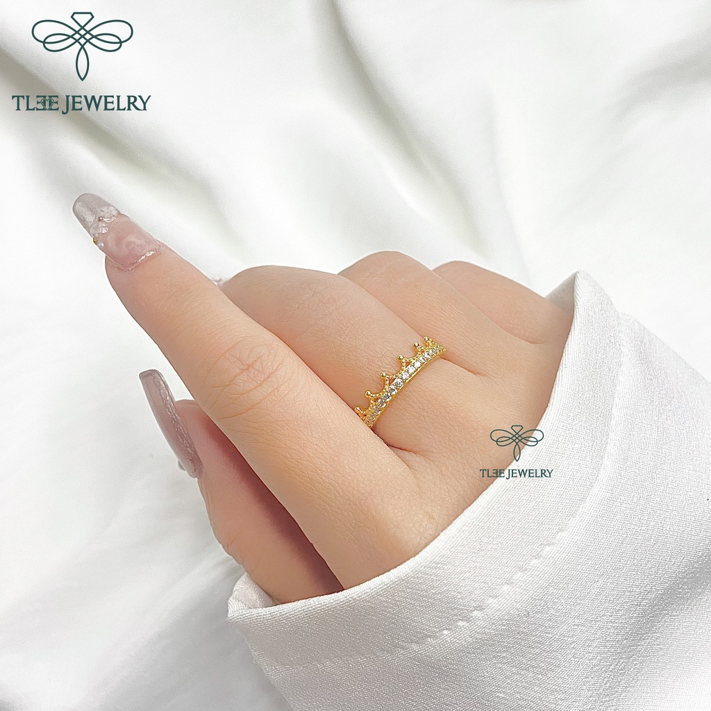 Nhẫn bạc nữ TLEE king nạm đá cao cấp xi vàng 14k TleeJewelry A0105