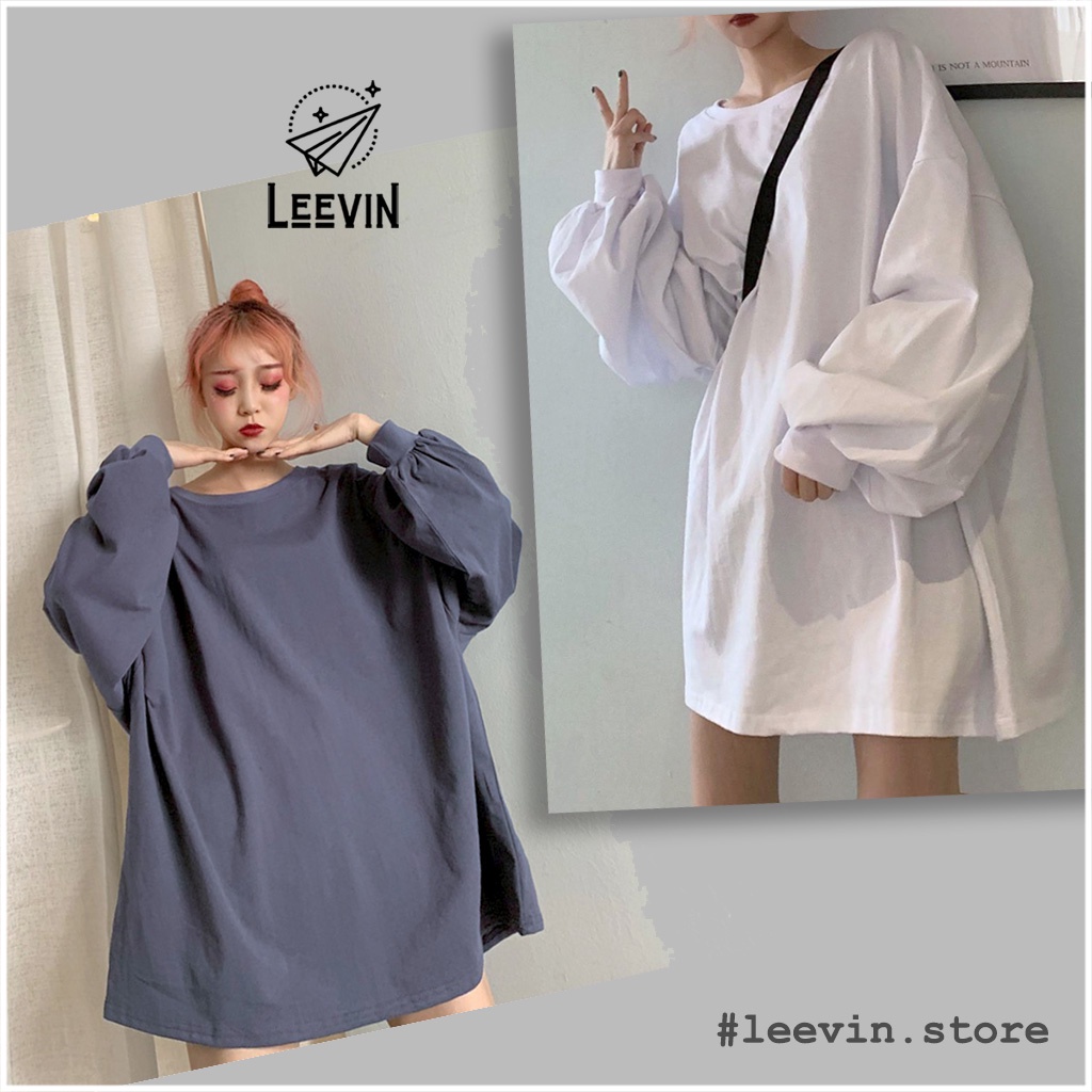 Áo Thun Nữ Tay Dài Tay Phồng Dáng Rộng Simple Phong Cách Thời Trang Ulzzang Kiểu áo phông nữ Leevin Store