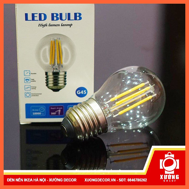 [RẺ NHẤT SHOPEE] ĐÈN LED TRÒN EDISON GIẢ SỢI ĐỐT G45, ĐUÔI E27, 4W