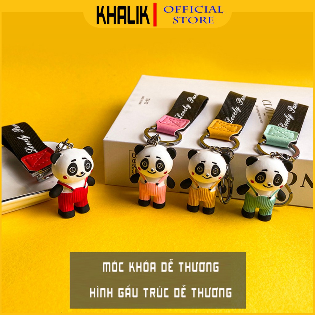 [FREE SHIP] Móc khóa xe, treo cặp đi học KHALIK MK01720-7 - Gấu Panda dây vải