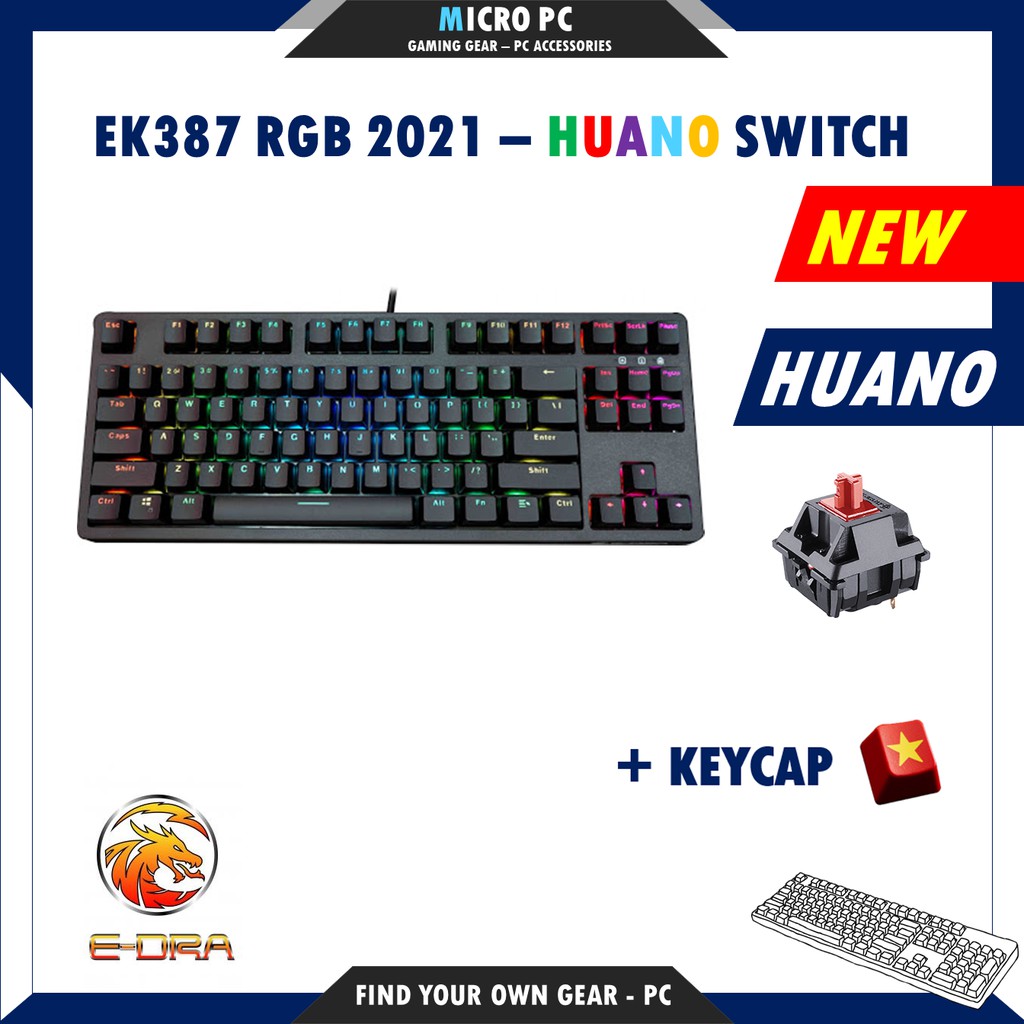 Bàn Phím Cơ Gaming🎮FREESHIP🎮 E-DRA EK387 RGB 2021 (Huano Switch/Type C/Cherry Stab) - Hàng chính hãng BH 24 tháng | WebRaoVat - webraovat.net.vn