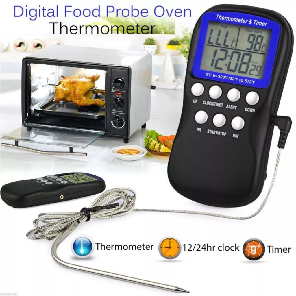 Máy báo nhiệt độ thực phẩm Thermometer&amp;Time - Home and Garden