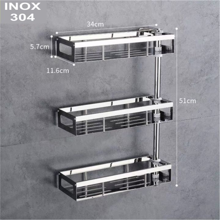 Kệ xoay để đồ gia vị nhà bếp chất liệu INOX 304 lắp đặt dán tường hoặc khoan vít tường -KX304