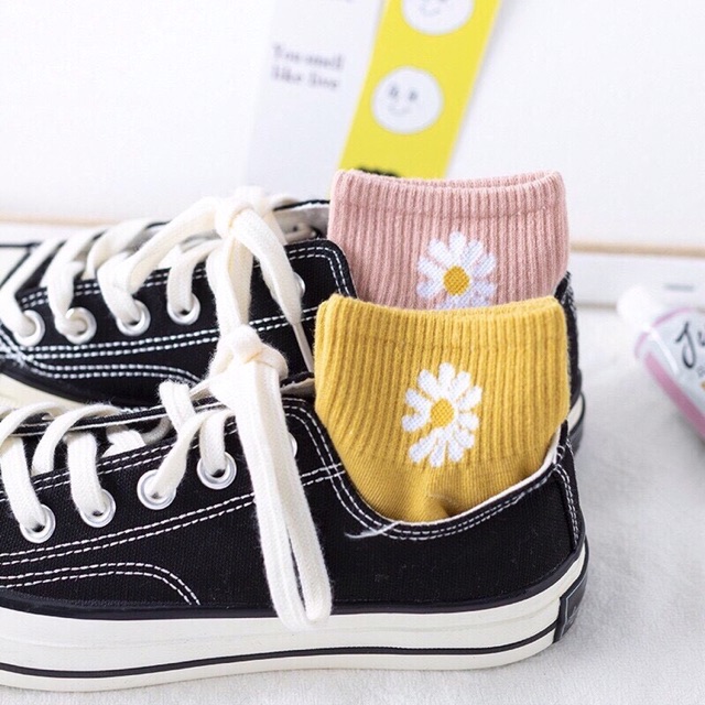Túi 10 Đôi Tất Nữ Cổ Ngắn Cotton Hoa Cúc
