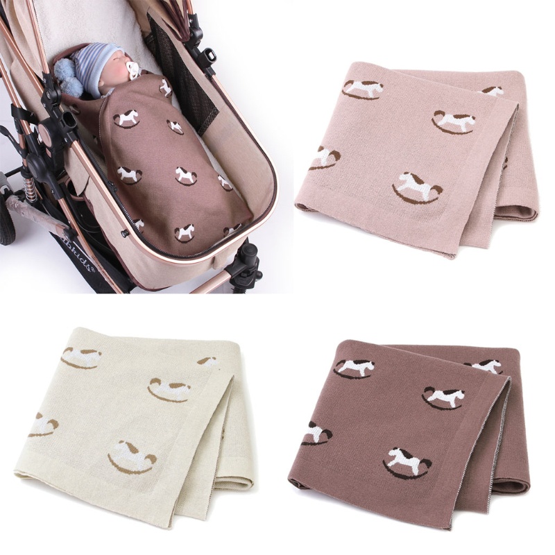 Chăn Cotton Dệt Kim Siêu Mềm Mại Quấn Bé Sơ Sinh