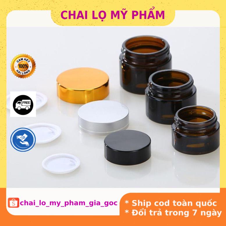 Hủ Đựng Kem ❤ GIÁ TỐT NHẤT ❤ Hủ Chiết Kem Thủy Tinh Nâu 5g,10g,15g,20g,30g,50g , hủ lọ chiết mỹ phẩm , phụ kiện du lịch