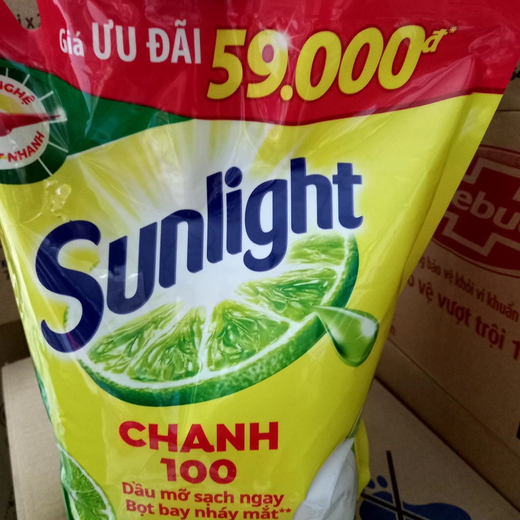 Nước rửa chén sunlight chanh sạch nhanh xả bọt nhanh túi 2.6kg