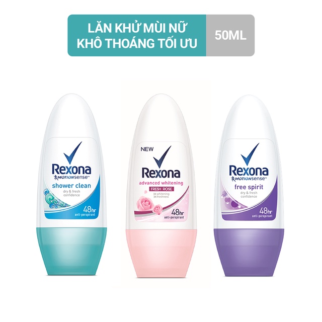 Lăn Khử Mùi Rexona dưỡng sáng tự nhiên, khô thoáng tối ưu dành cho nữ 50 ml