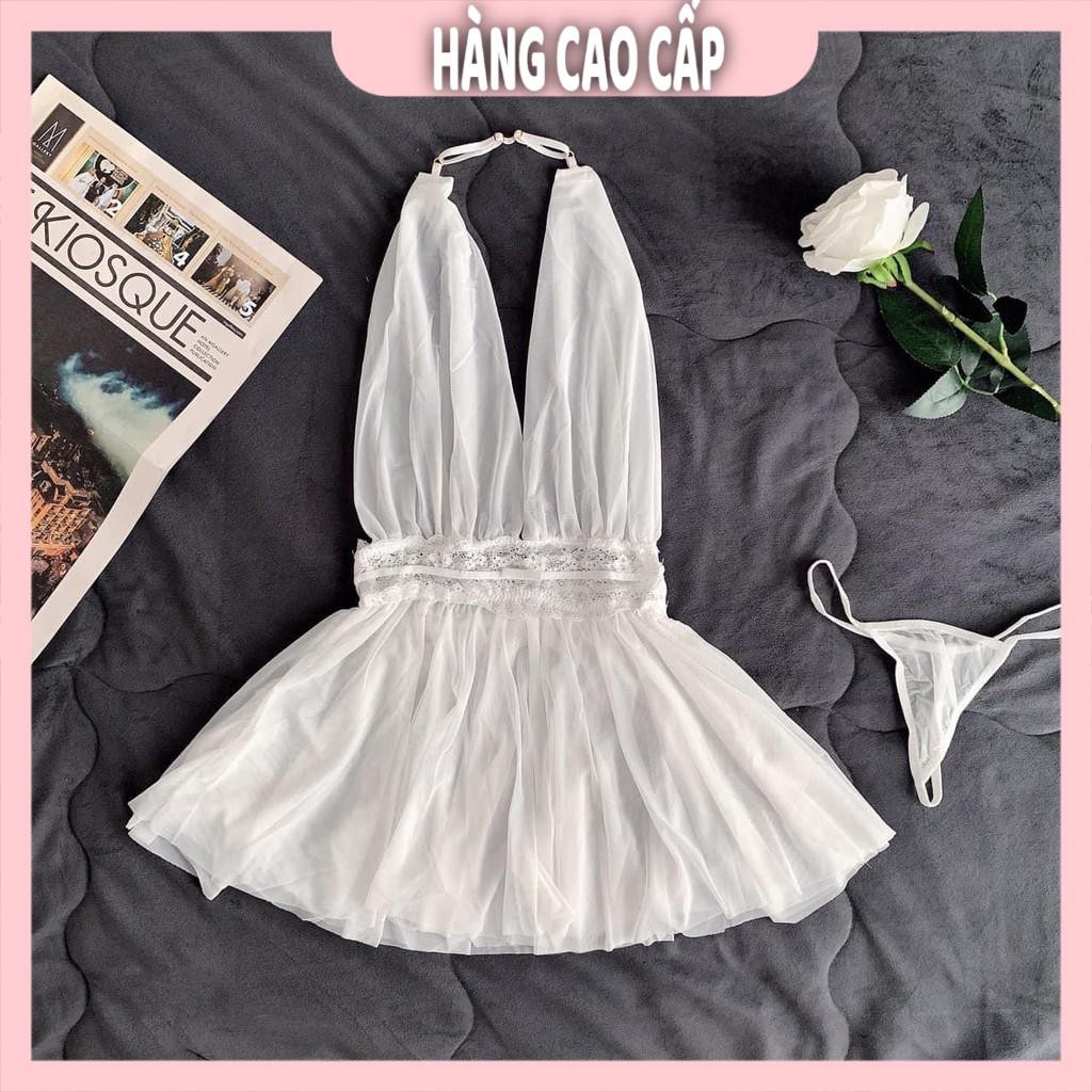 Váy ngủ sexy xuyên thấu cao cấp hở lưng cổ v khoét sâu gợi cảm | BigBuy360 - bigbuy360.vn
