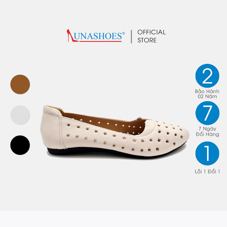 Giày bệt nữ mũi tròn da bò LUNASHOES 1076 đế tpr chống trơn lót êm siêu bền bảo hành 2 năm
