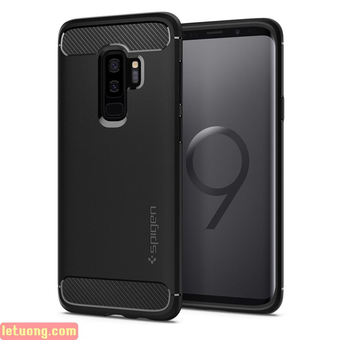 Ốp lưng Galaxy S9 Plus Spigen Rugged Armor nhựa dẻo từ USA - tặng dán lưng Carbon