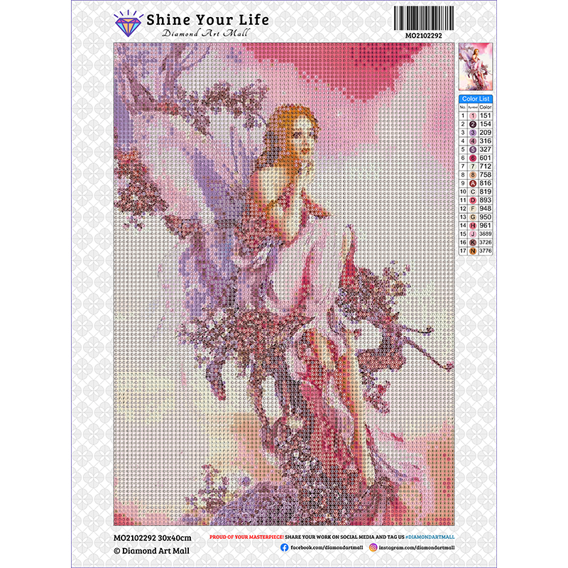 Tranh đính đá 5D tự làm hình nàng tiên và bướm trang trí nhà cửa