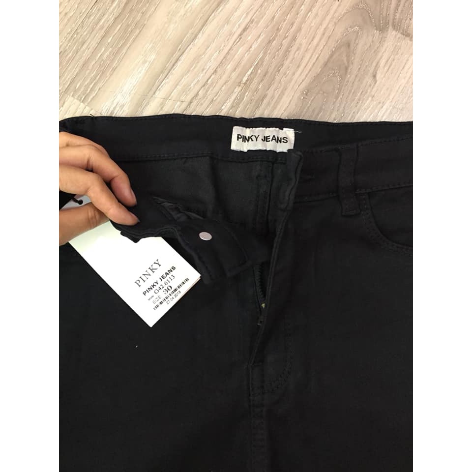 [big size]quần bò jeans đen ôm lưng cao size đại cao cấp không phai.