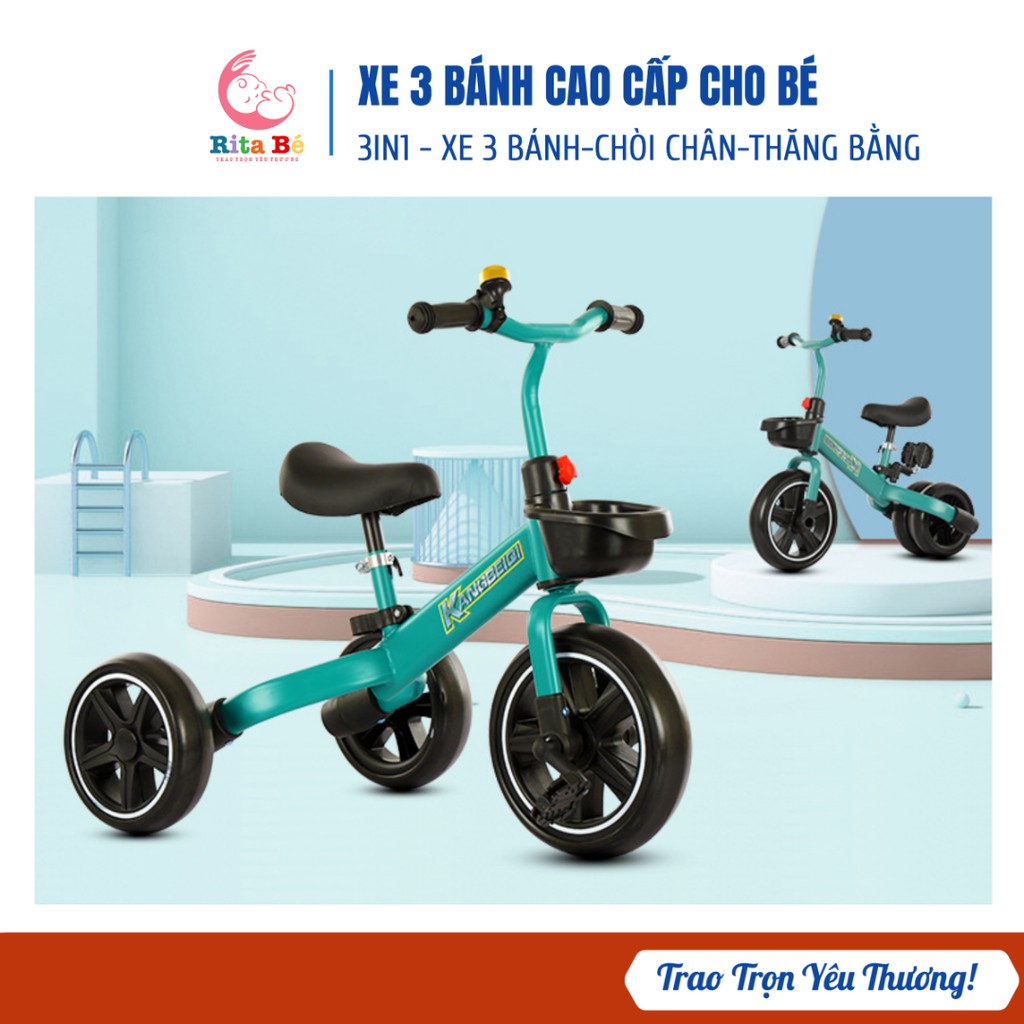 Xe đạp 3 bánh cho bé đa năng mẫu mới 2021 Happybaby khung to,bánh xe to chắc chắn.