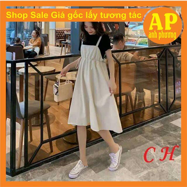 [SALE GIÁ GỐC]Set yếm váy chun eo kèm ảnh thật của sp💋Yếm chất kaki💋áo phông trong chất cotton mềm mịn | BigBuy360 - bigbuy360.vn