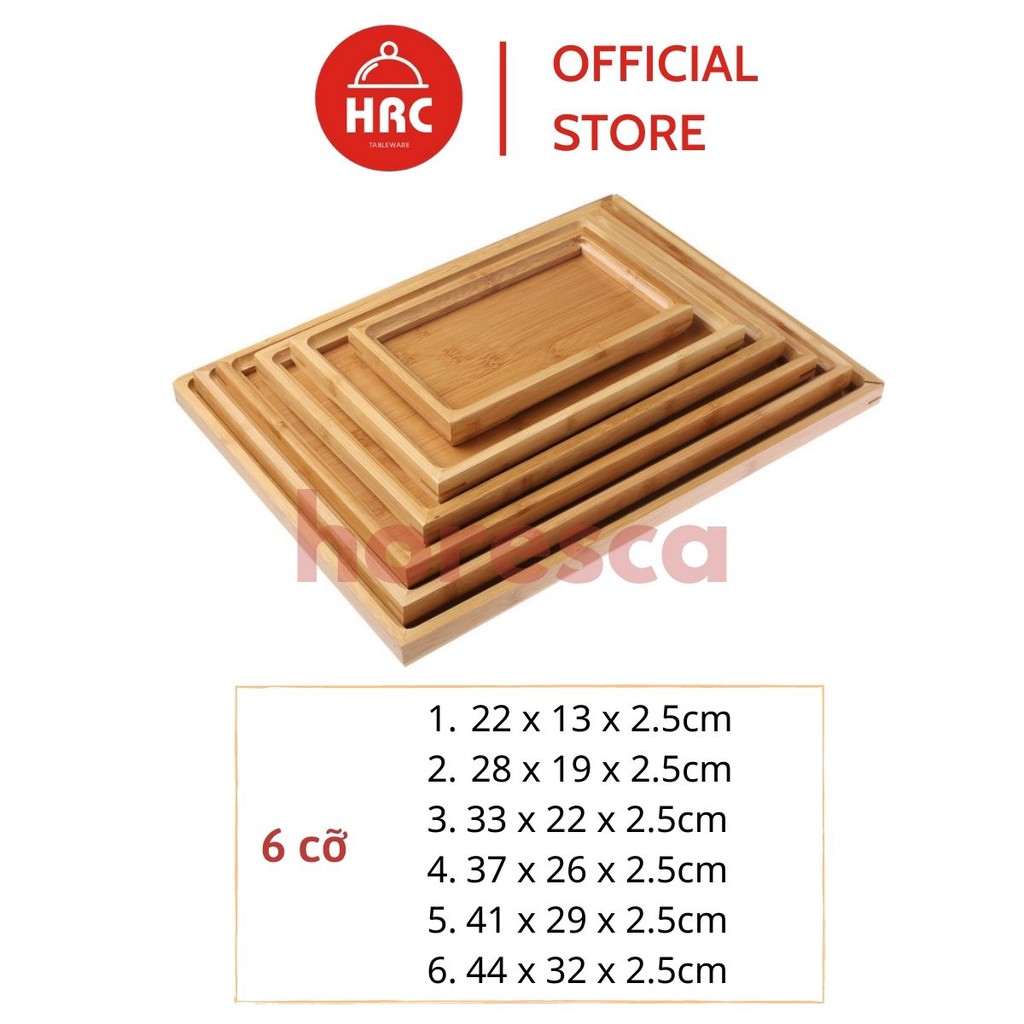 Khay gỗ decor chữ nhật, khay tre đựng đồ ăn, ấm chén trà cao cấp