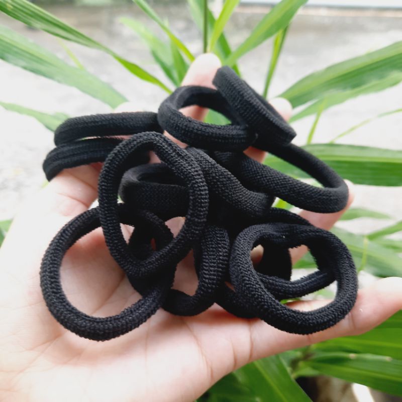 100 thun cột tóc đen trơn