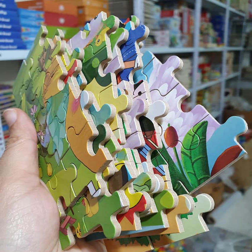 Tranh ghép hình Puzzle 100 mảnh gỗ cho bé phát triển trí tuệ- Hộp Sắt