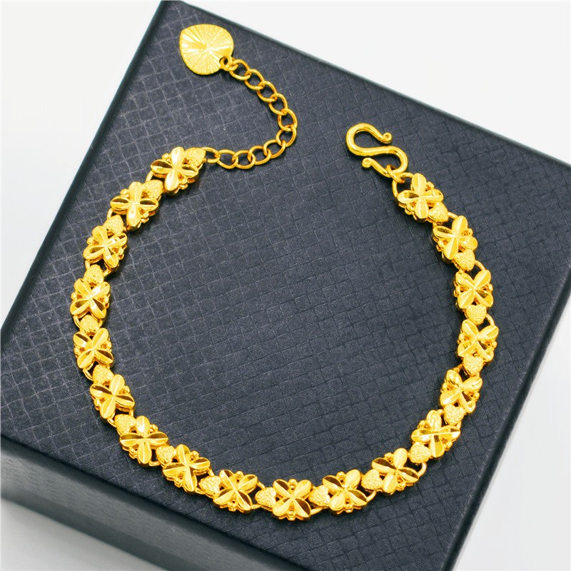 Vòng tay cỏ bốn lá mạ vàng 24K thời trang nữ Hàn Quốc