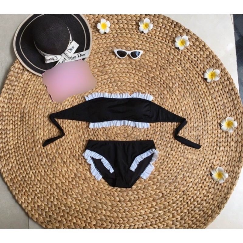 BiKiNi 2 mảnh cup ngực phối bèo trắng(hình thật )